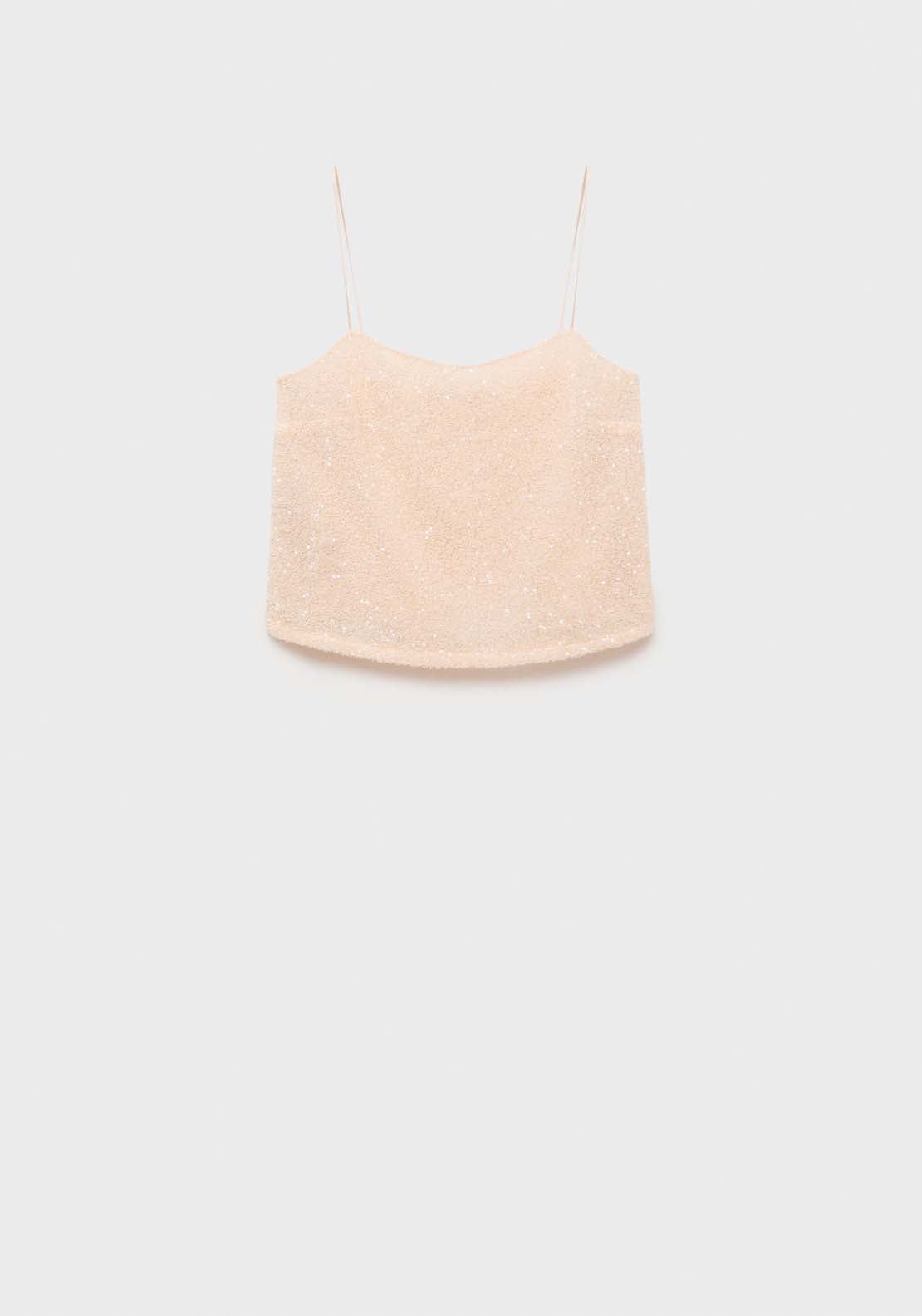 Mango Sequin top with spaghetti strap - Light/pastel Pink 7 Shaws Department Stores