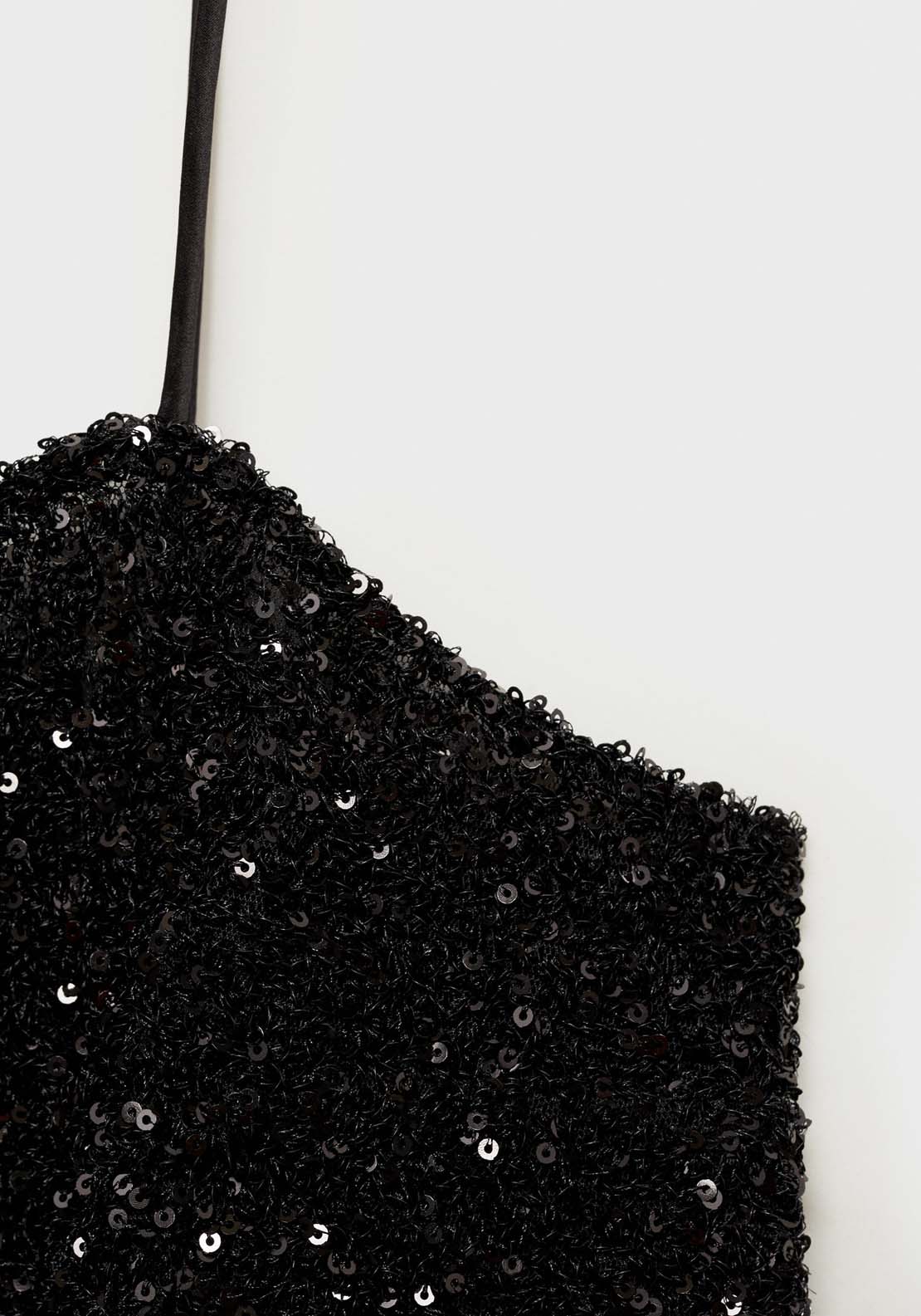 Mango Sequin top with spaghetti strap - Black 5 Shaws Department Stores