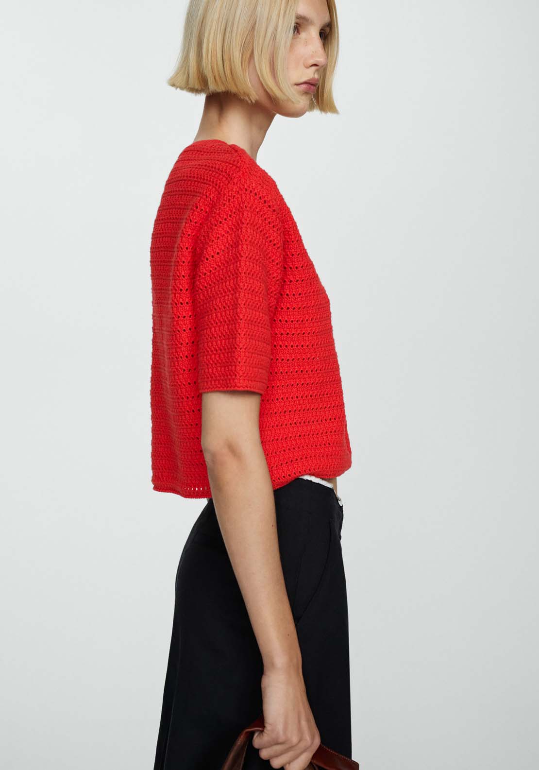 Mango Knitted sweater with openwork details 3 Shaws Department Stores