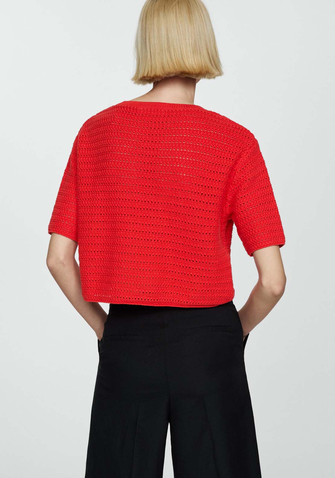 Mango Knitted sweater with openwork details 4 Shaws Department Stores