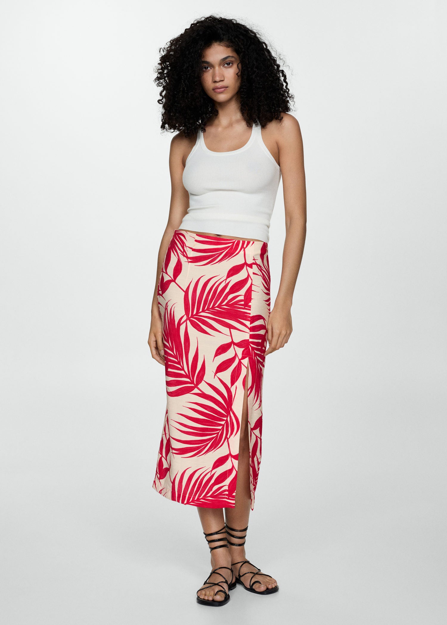 Mango Printed skirt with slit 1 Shaws Department Stores