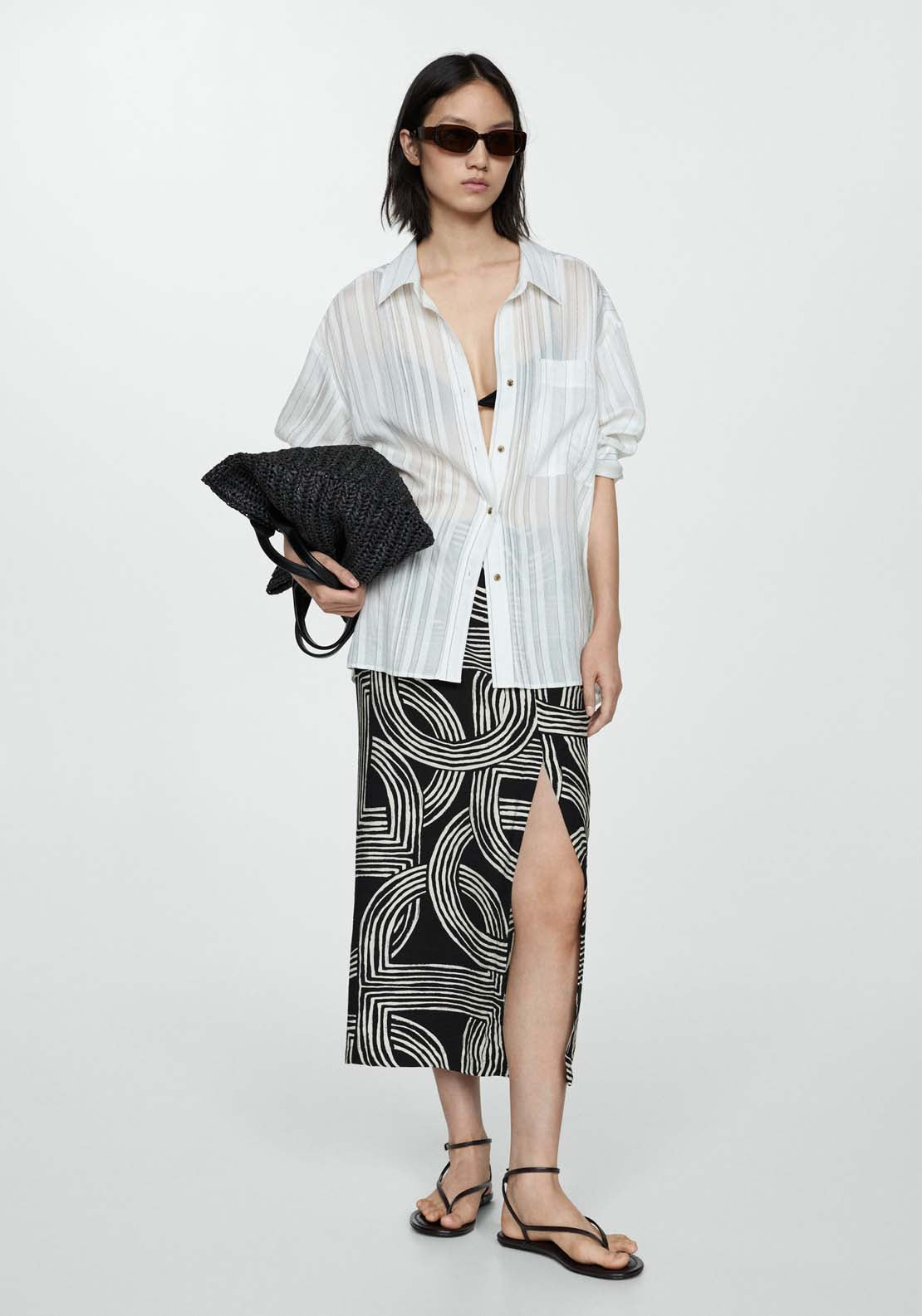 Mango Printed skirt with slit 2 Shaws Department Stores