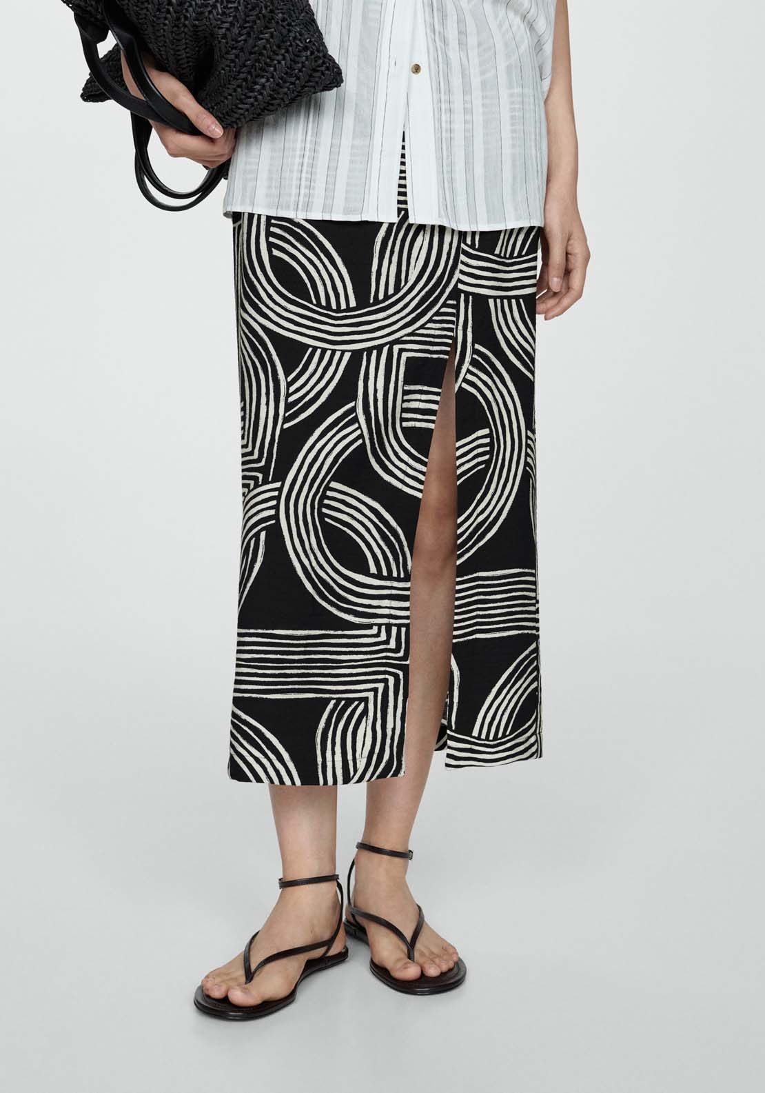 Mango Printed skirt with slit 1 Shaws Department Stores