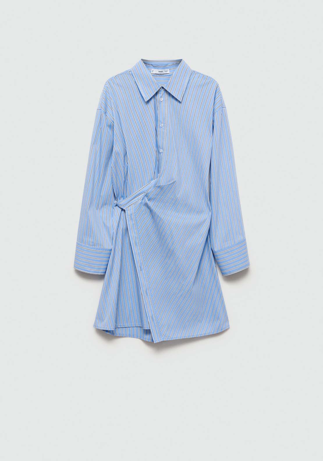 Mango Striped wrap shirt dress - Medium Blue 7 Shaws Department Stores