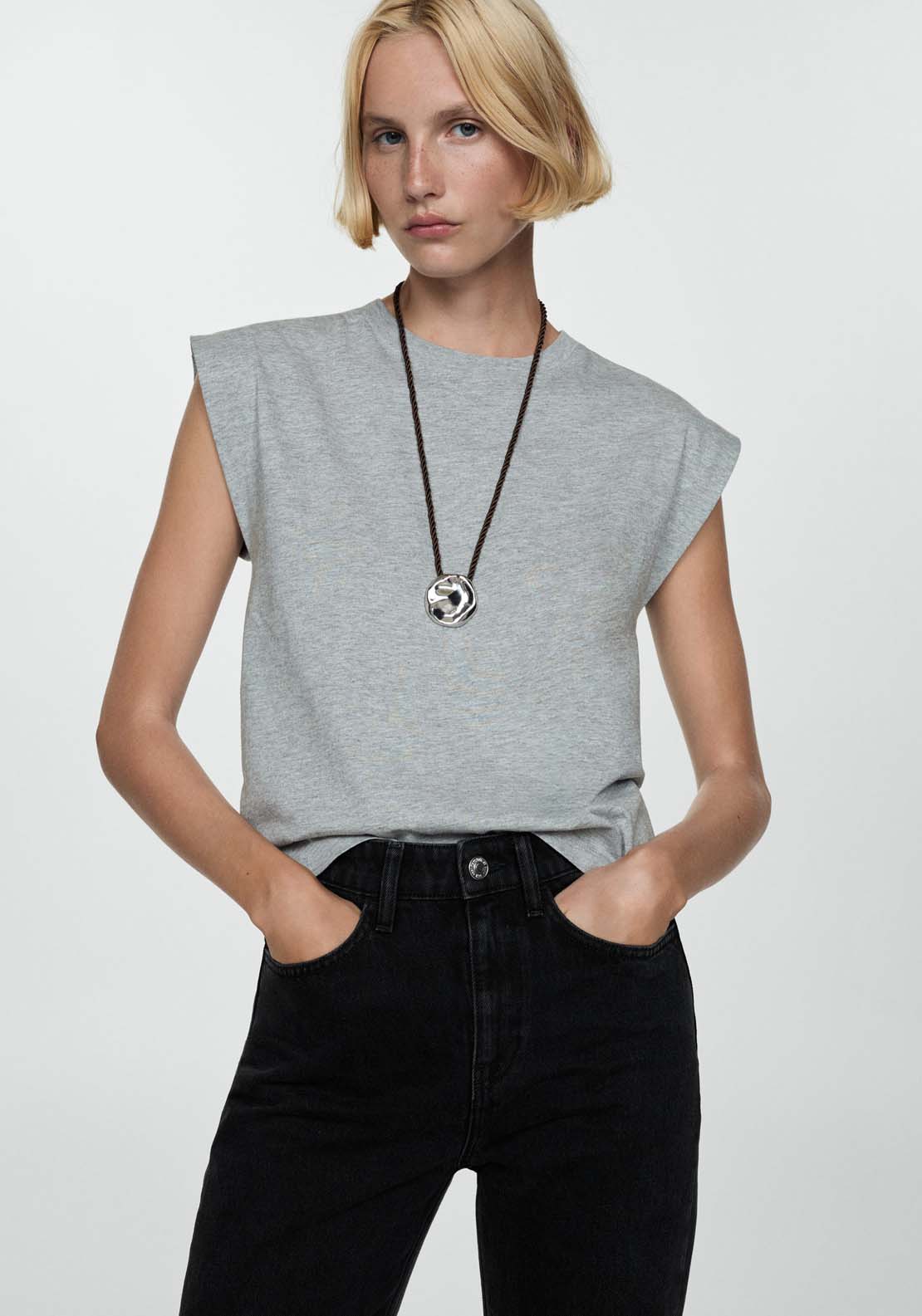 Mango Mid-rise straight jeans - Open Gray 4 Shaws Department Stores