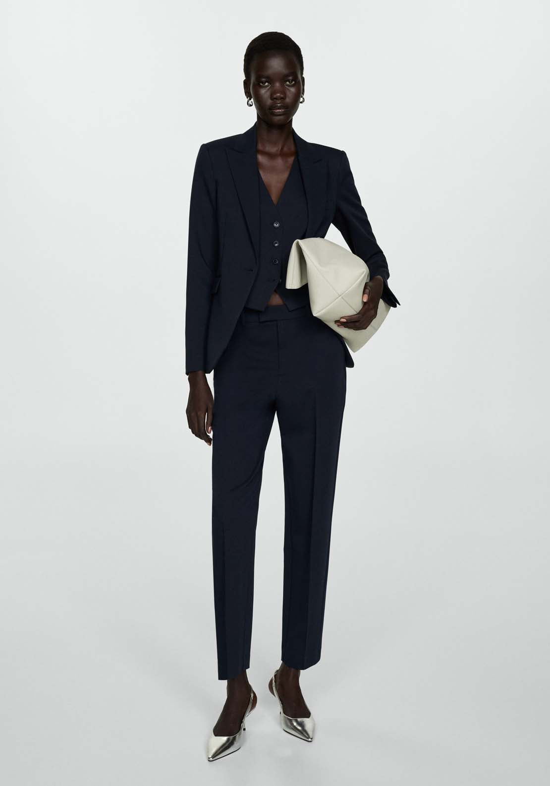 Mango Fitted suit jacket - Navy 2 Shaws Department Stores
