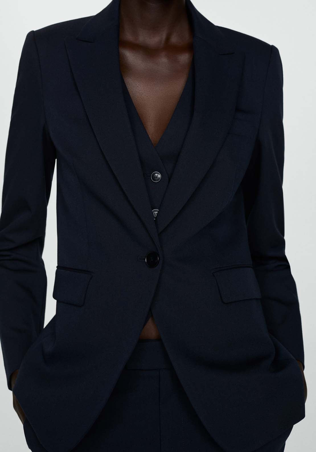 Mango Fitted suit jacket - Navy 4 Shaws Department Stores