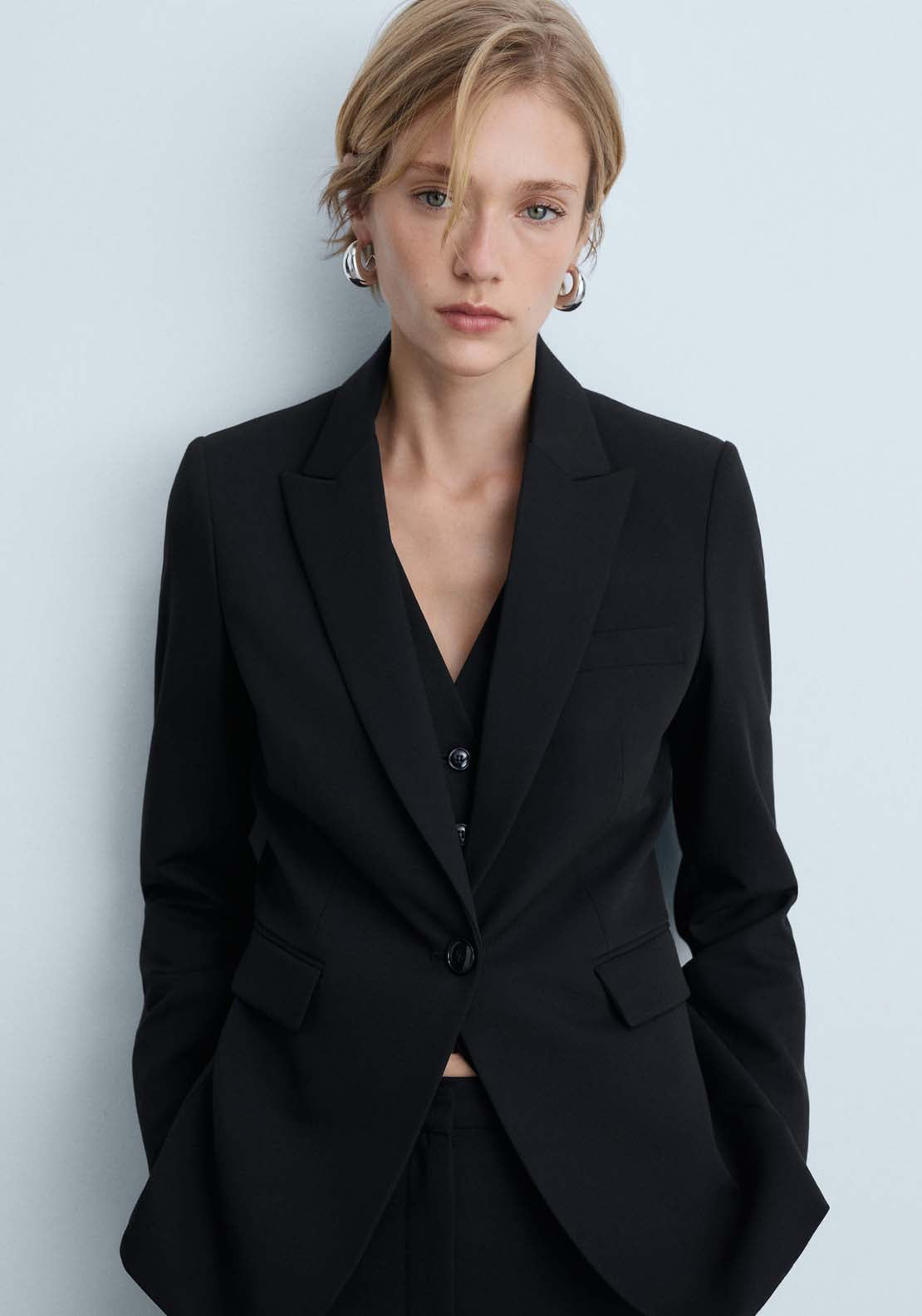 Mango Fitted suit jacket - Black 2 Shaws Department Stores