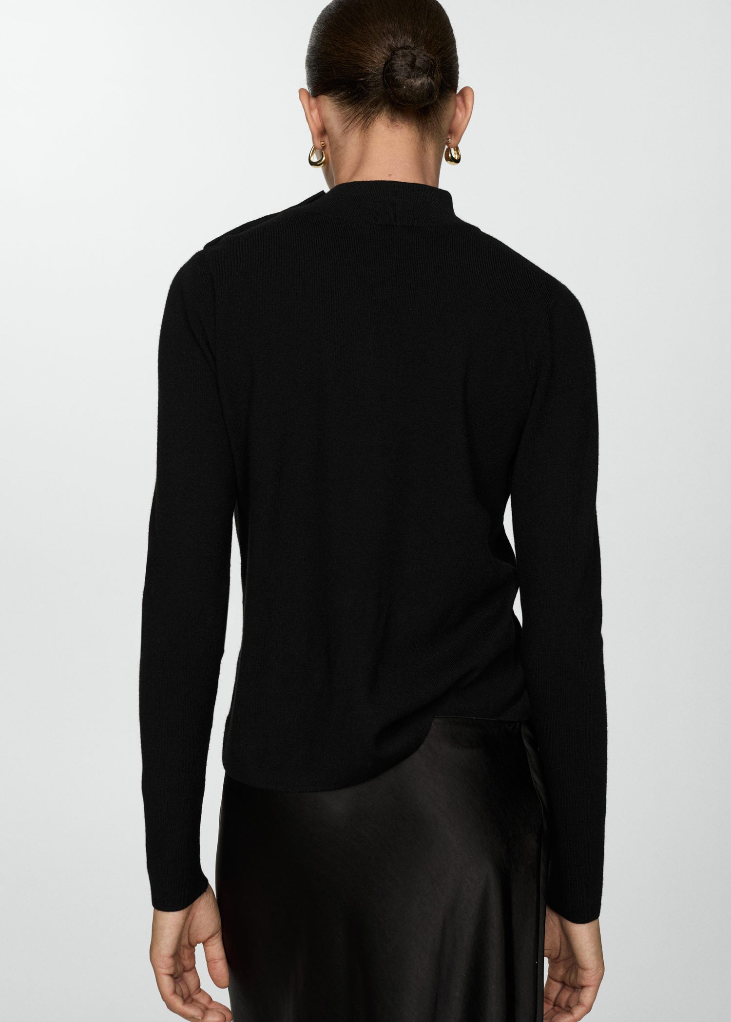 Mango Sweater with shoulder buttons - Black 2 Shaws Department Stores