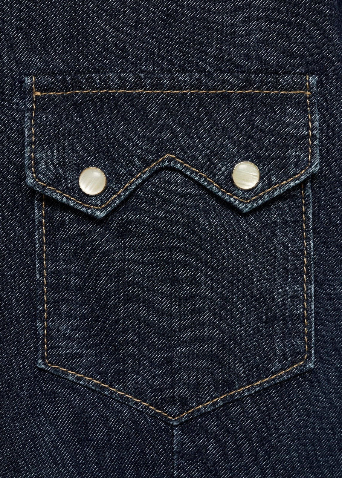 Mango Chest-pocket denim shirt - Open Blue 6 Shaws Department Stores