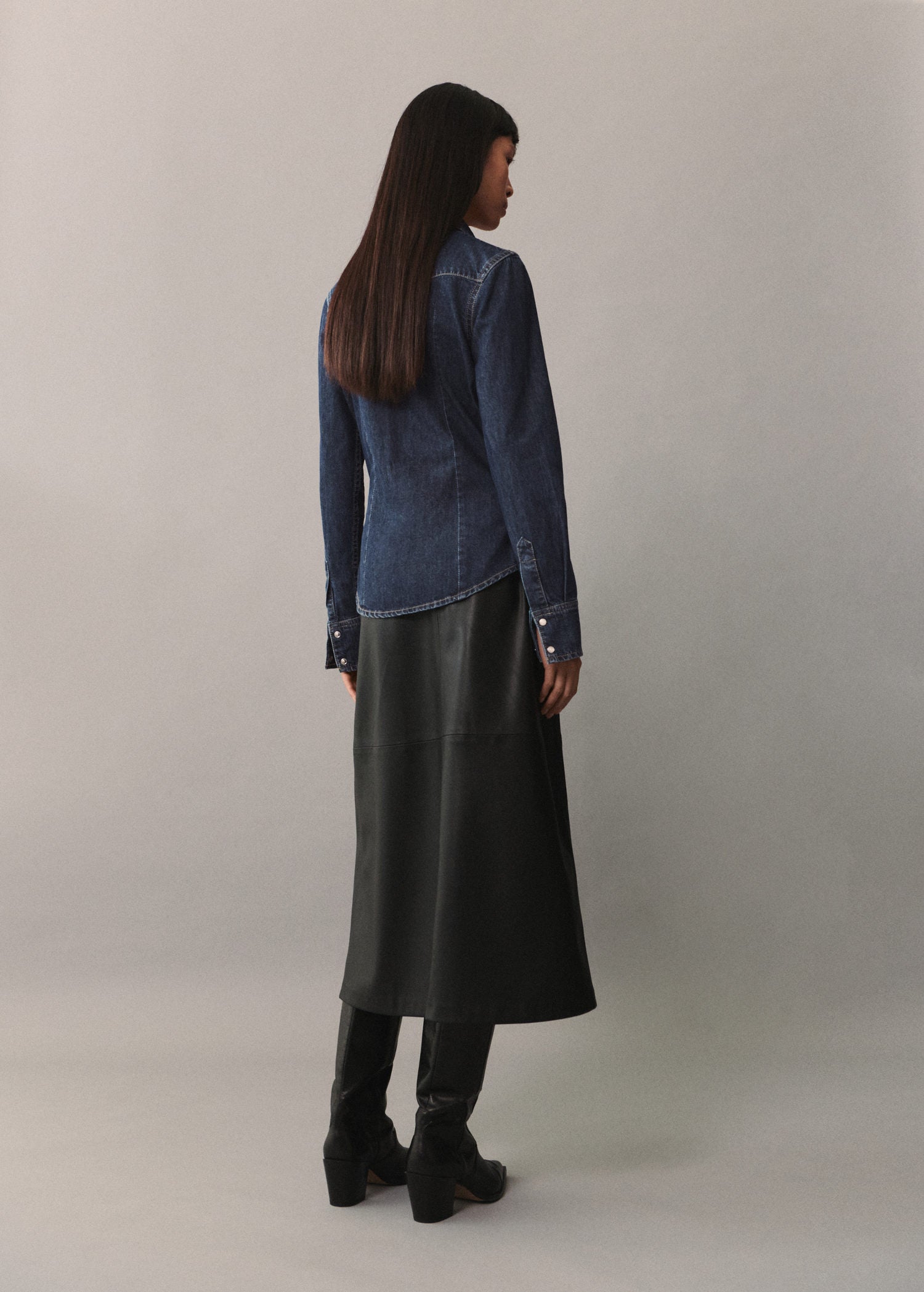 Mango Chest-pocket denim shirt - Open Blue 3 Shaws Department Stores