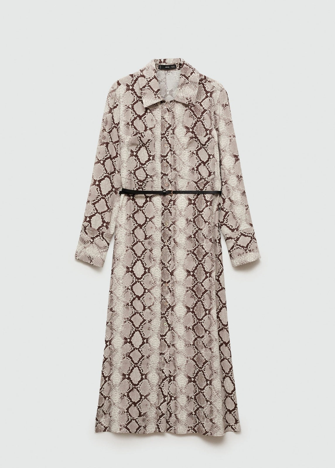 Mango Snake print shirt dress - Brown 10 Shaws Department Stores
