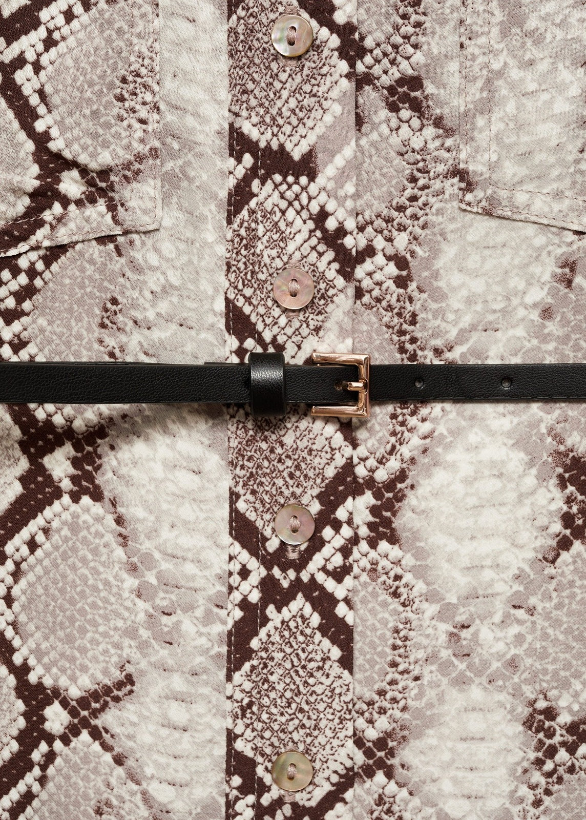 Mango Snake print shirt dress - Brown 8 Shaws Department Stores