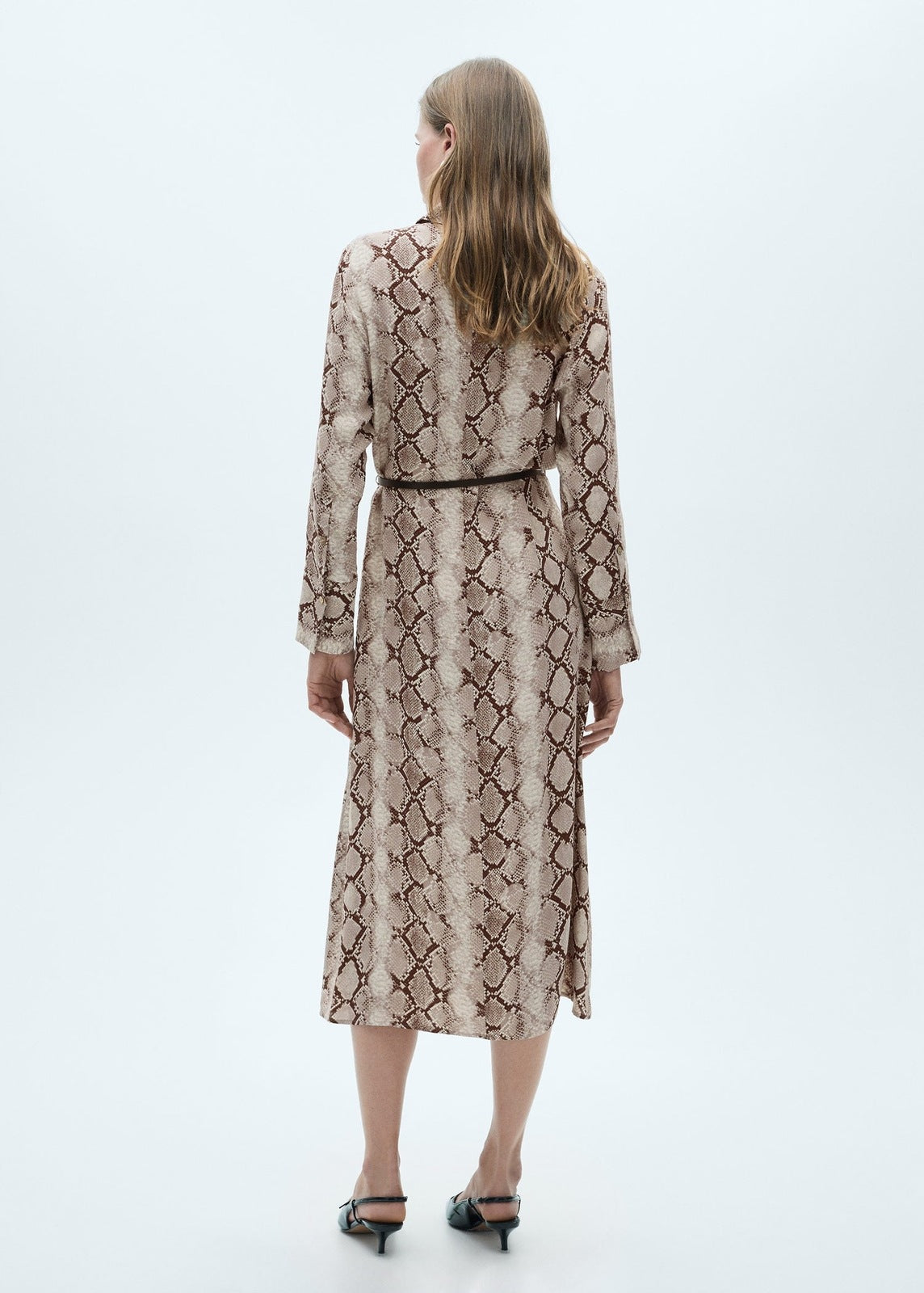 Mango Snake print shirt dress - Brown 2 Shaws Department Stores