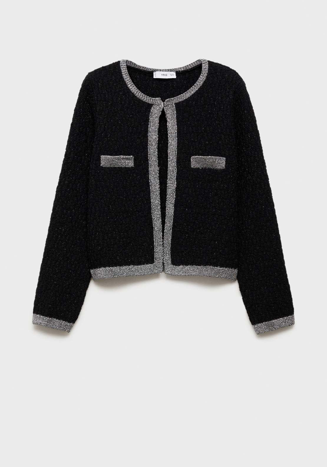 Mango Knitted jacket with lurex detail - Black 8 Shaws Department Stores