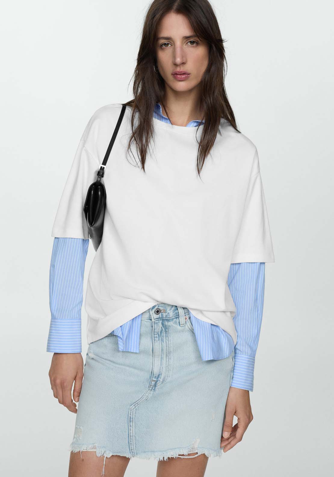 Mango Denim miniskirt with frayed hem 3 Shaws Department Stores