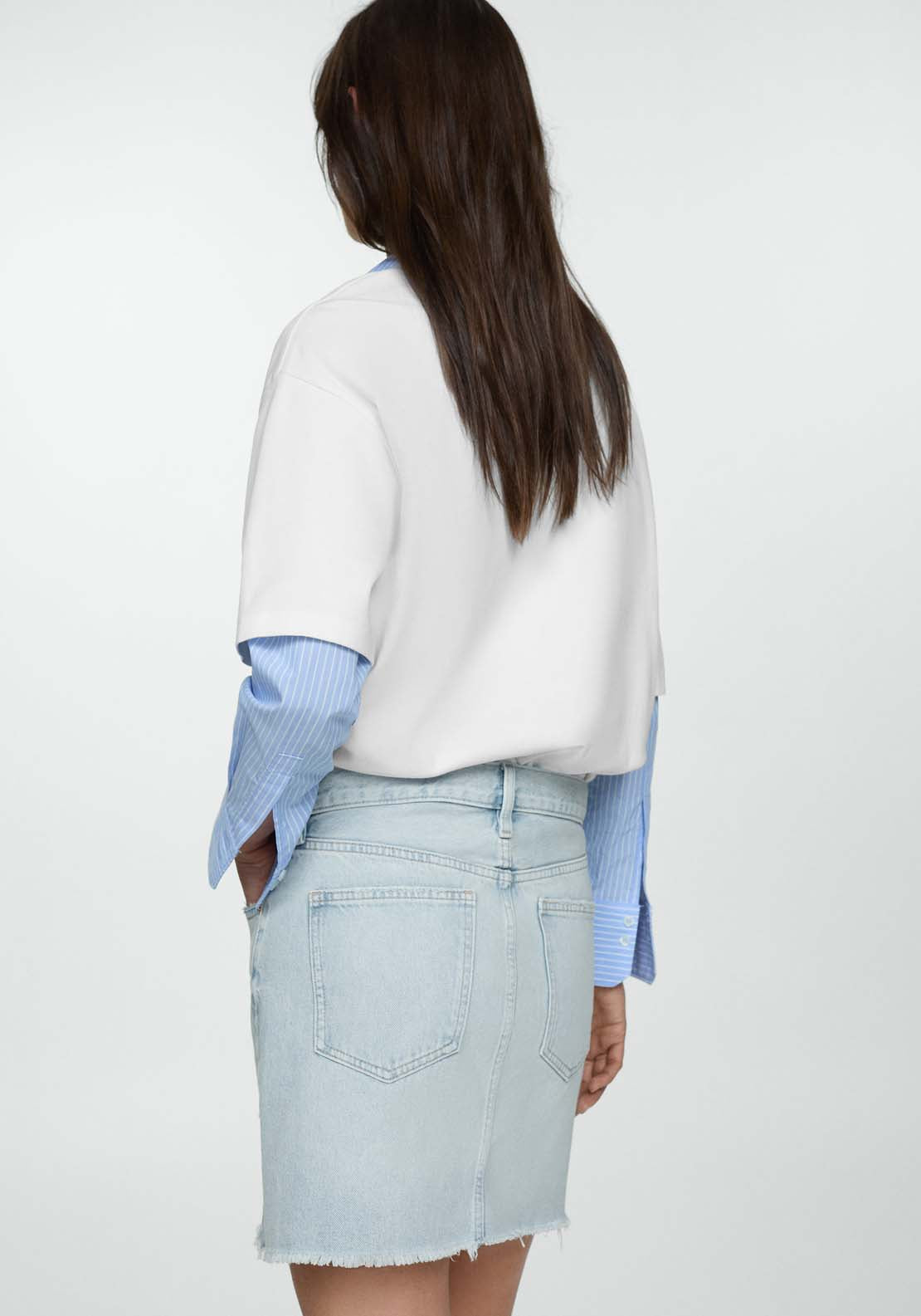 Mango Denim miniskirt with frayed hem 4 Shaws Department Stores