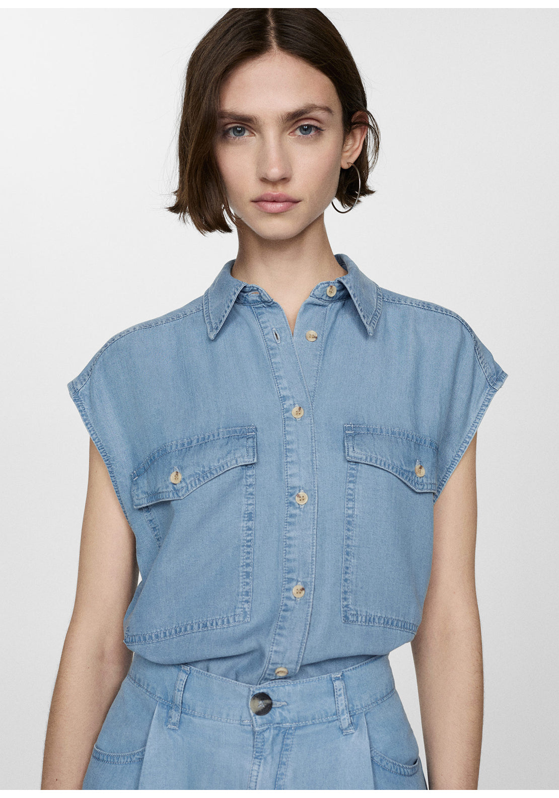 Mango Lyocell sleeveless shirt 1 Shaws Department Stores