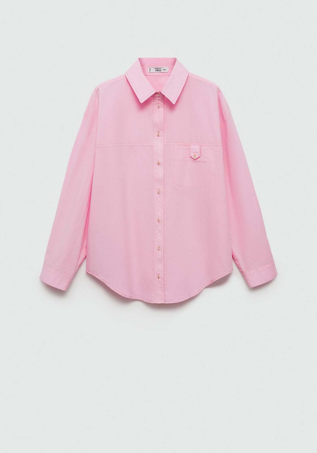 Mango Cotton shirt with decorative button 7 Shaws Department Stores