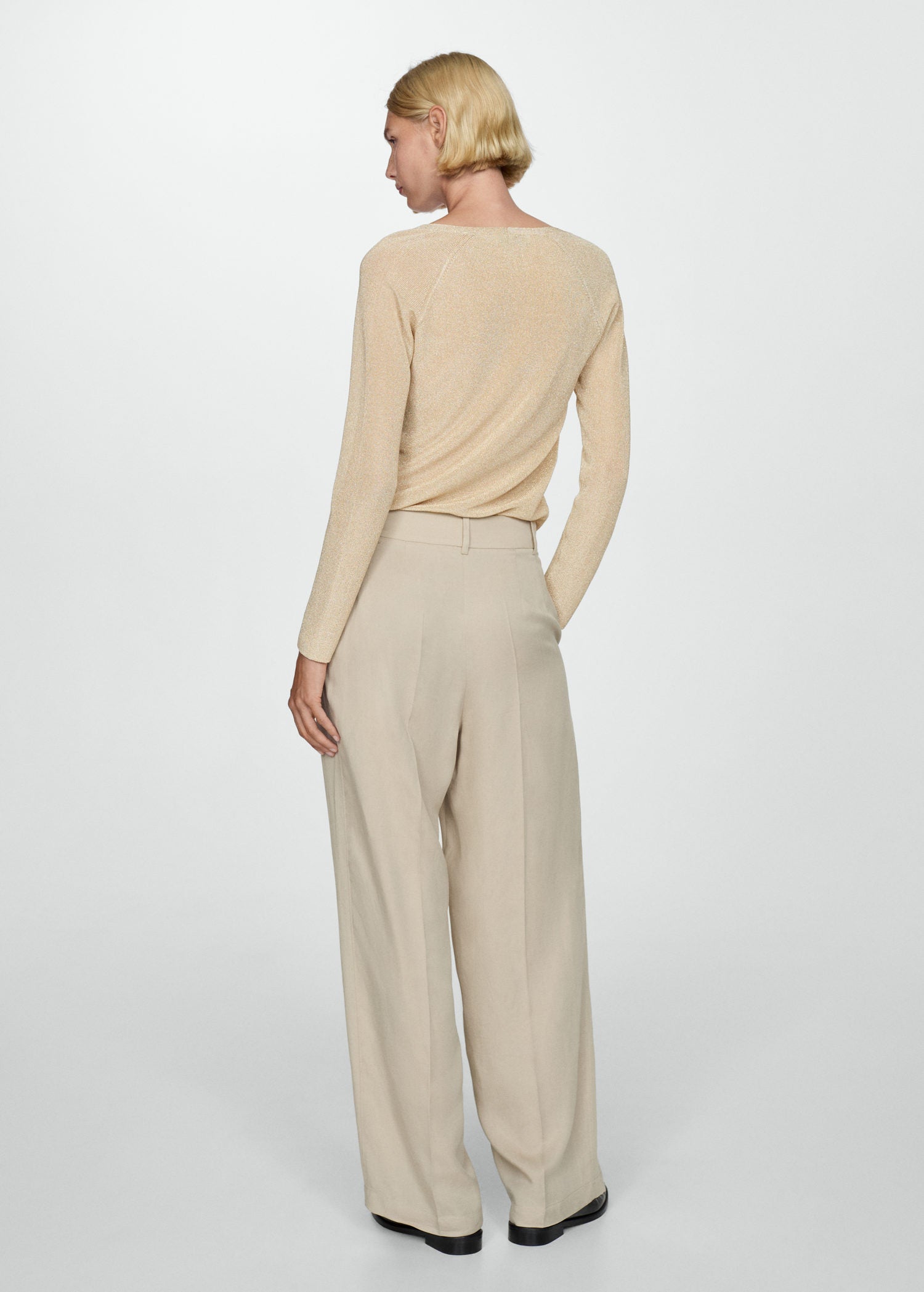 Mango V-neck lurex sweater - Gold 4 Shaws Department Stores