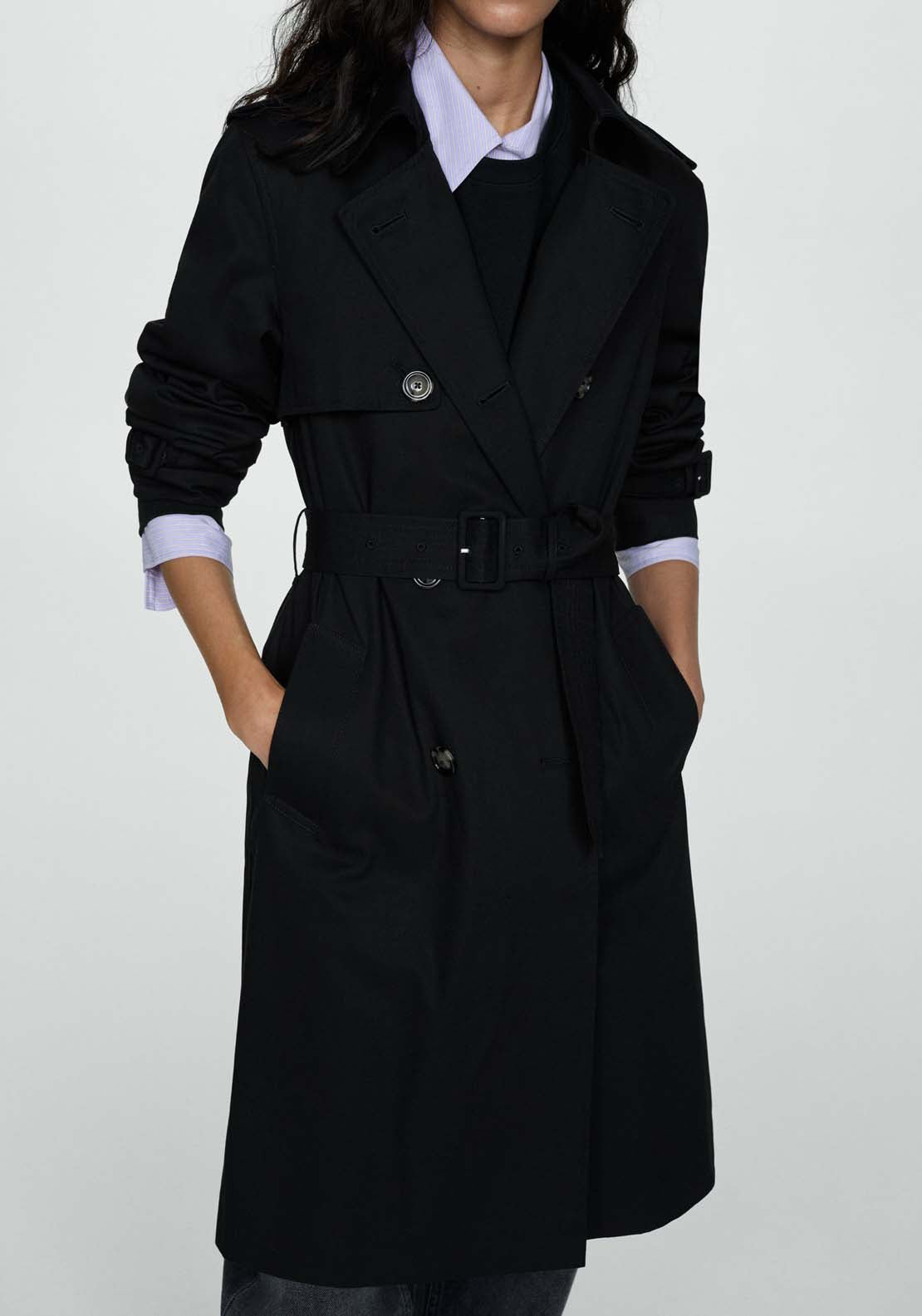 Classic trench coat with belt Black Shaws Department Stores