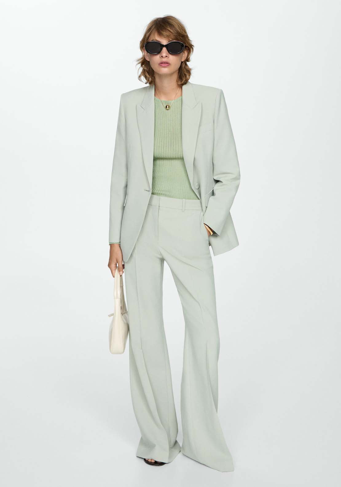 Mango Fine ribbed knit sweater - Light/pastel Green 4 Shaws Department Stores