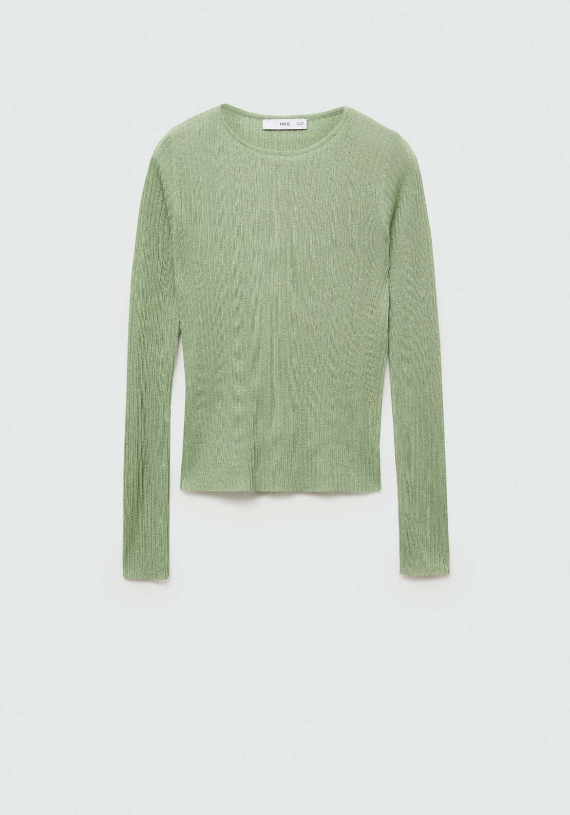 Mango Fine ribbed knit sweater - Light/pastel Green 7 Shaws Department Stores