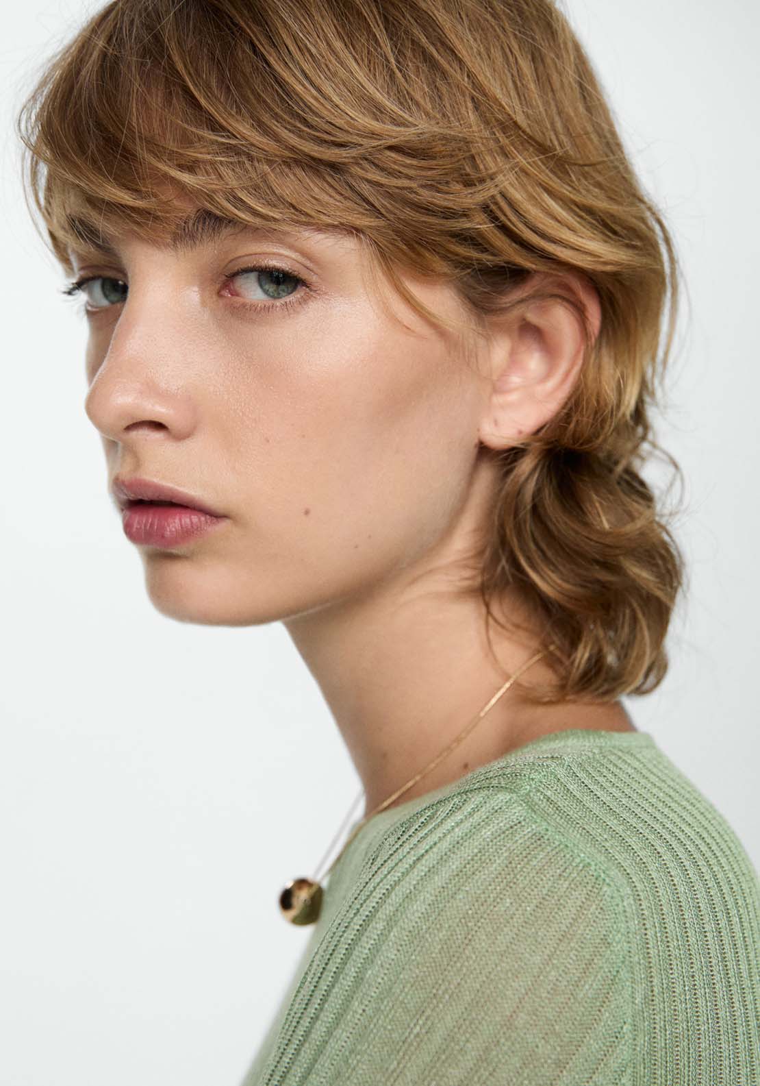 Mango Fine ribbed knit sweater - Light/pastel Green 5 Shaws Department Stores