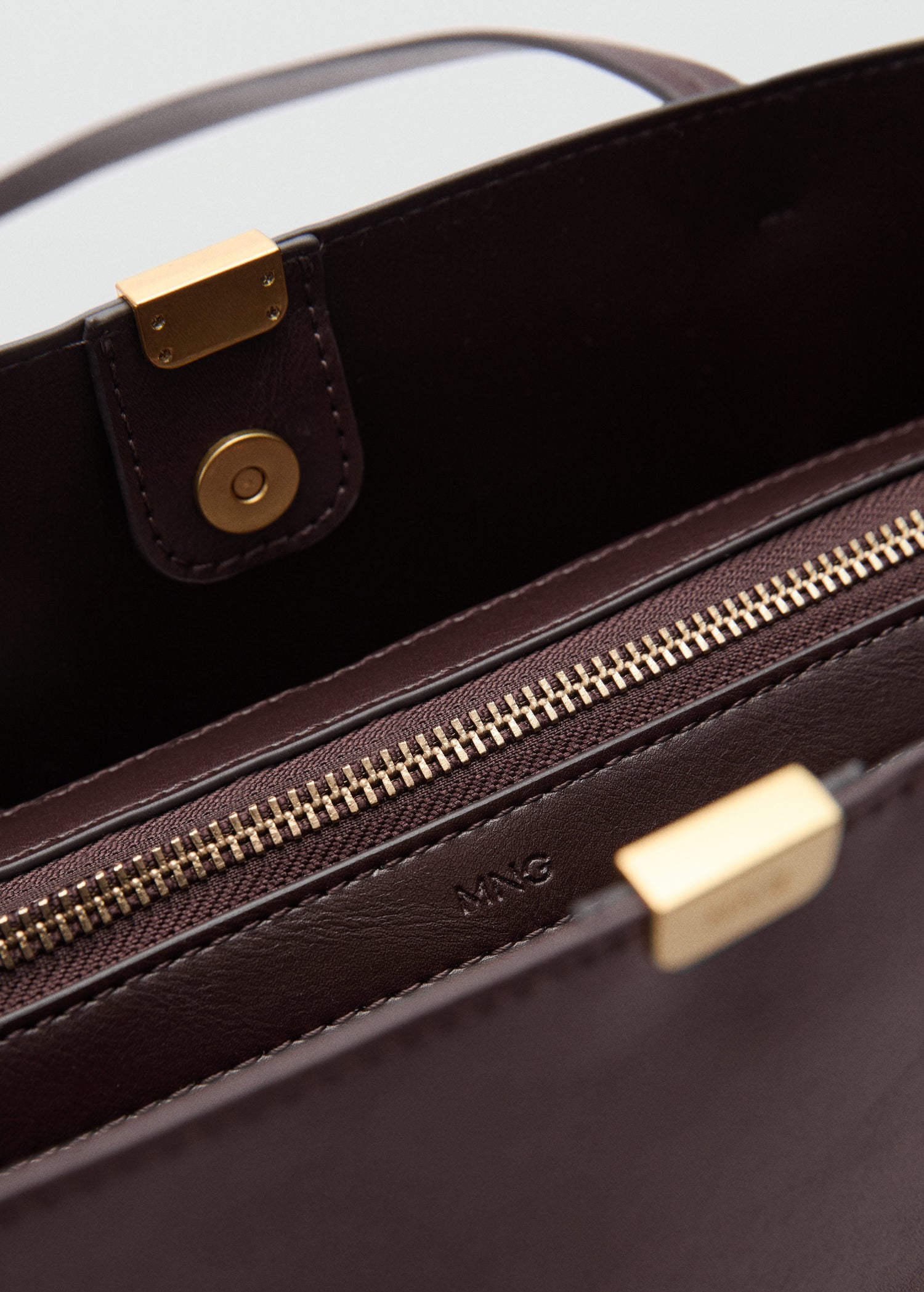 Mango Metal detail shopper bag - Brown 3 Shaws Department Stores