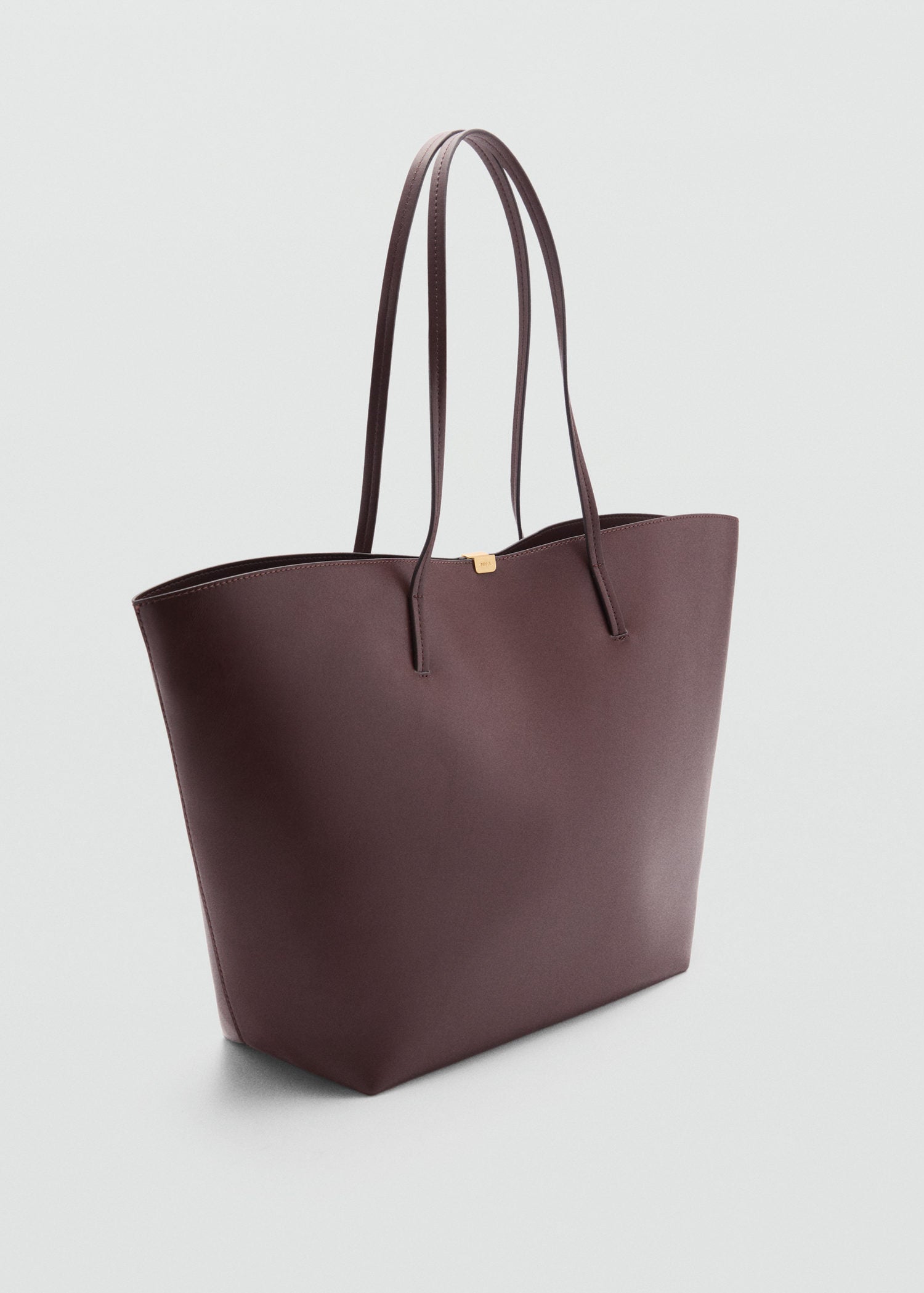 Mango Metal detail shopper bag - Brown 1 Shaws Department Stores