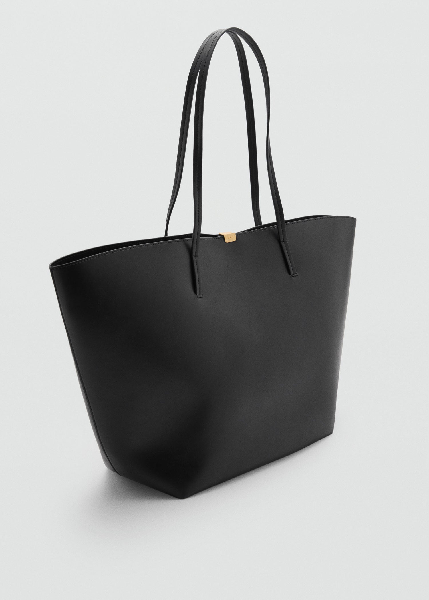 Mango Metal detail shopper bag - Black 1 Shaws Department Stores
