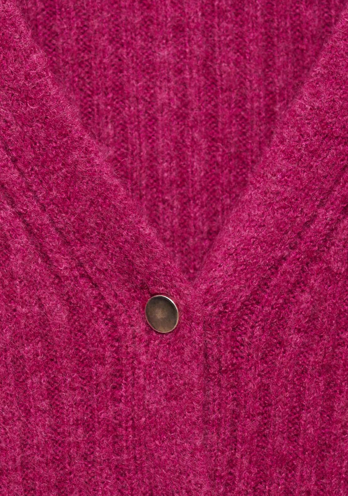 Mango Knitted cardigan with metallic buttons - Bright Pink 7 Shaws Department Stores