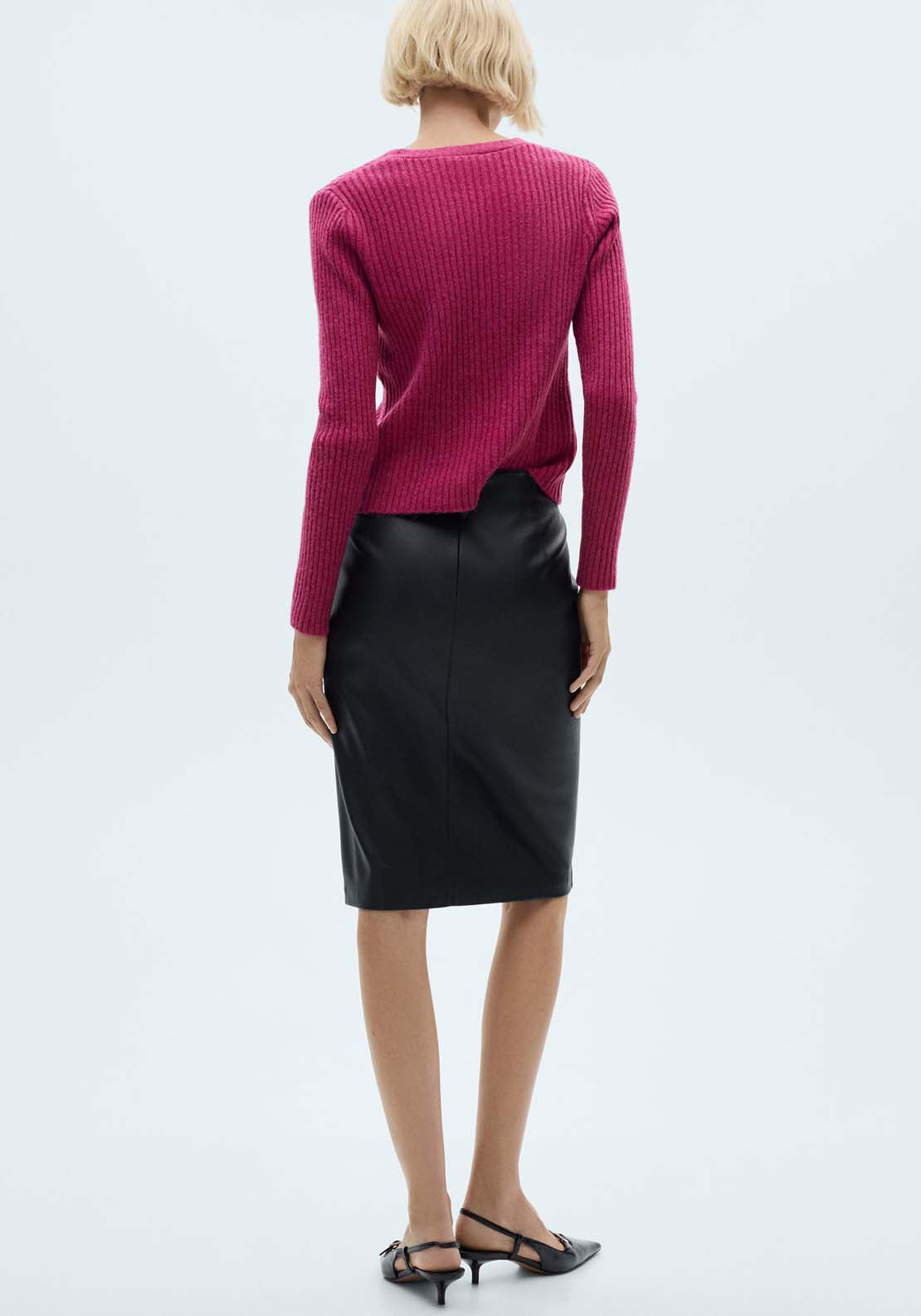 Mango Knitted cardigan with metallic buttons - Bright Pink 4 Shaws Department Stores