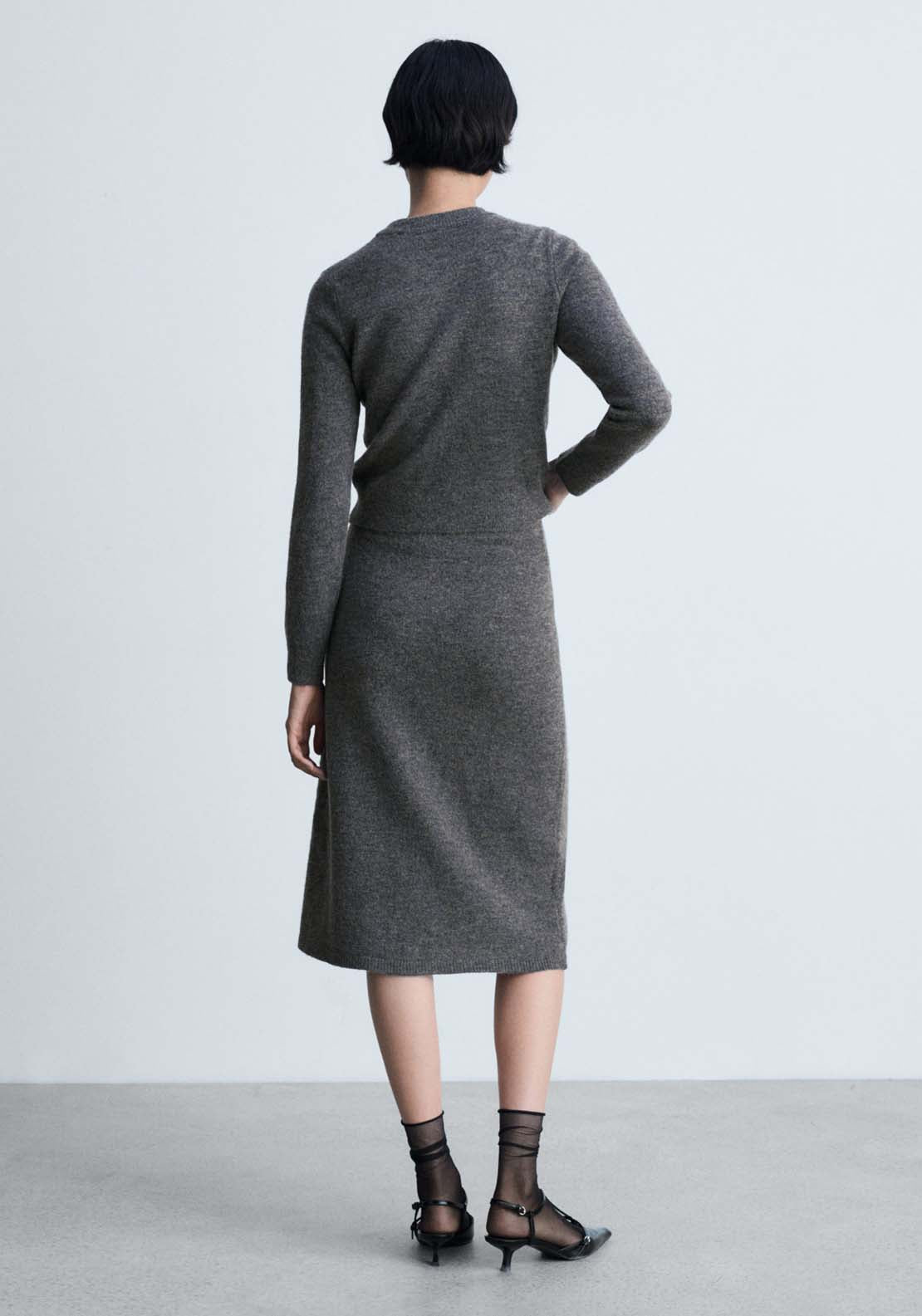 Mango Flared knitted skirt - Gray 3 Shaws Department Stores