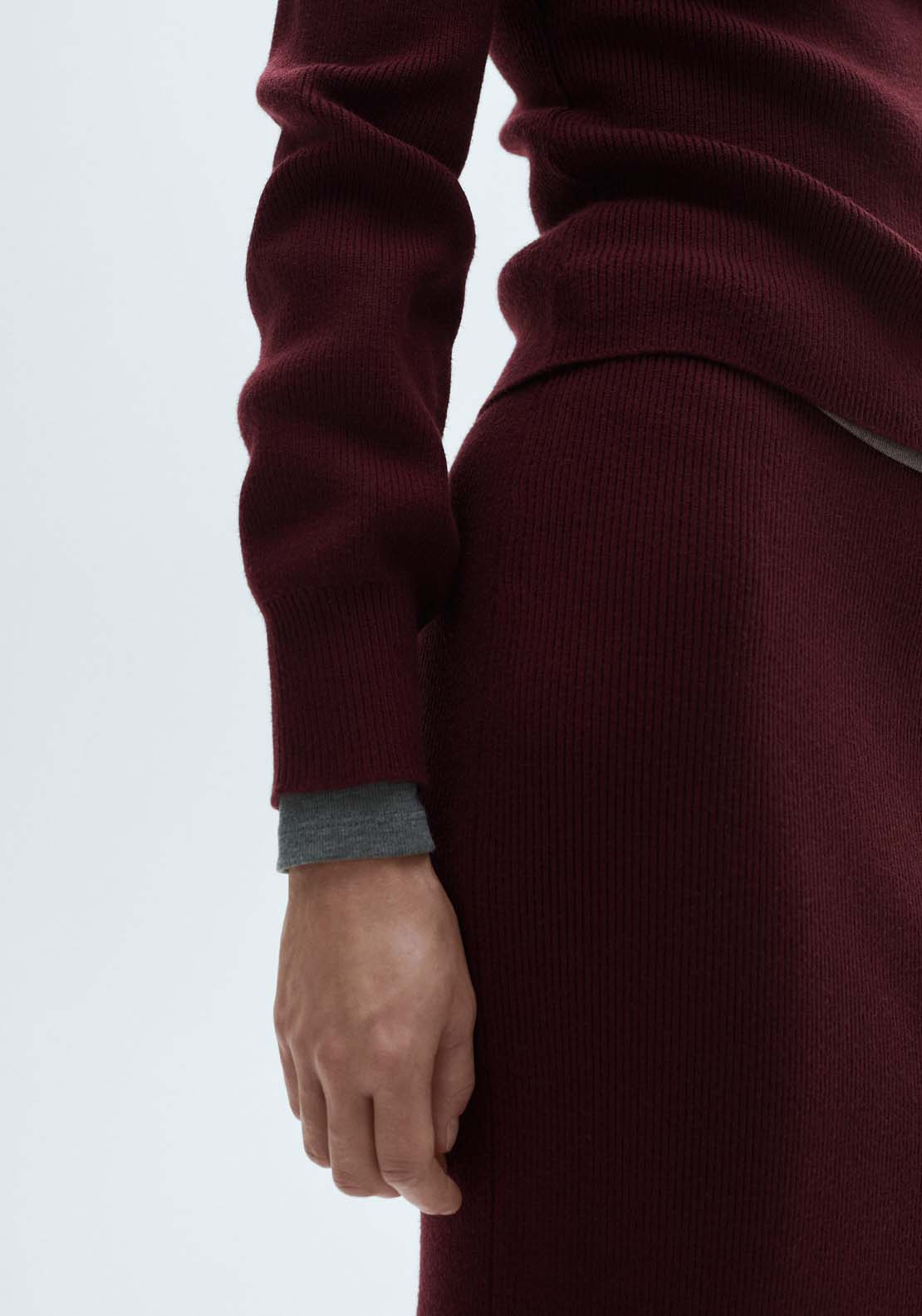 Mango Ribbed round-neck sweater - Dark Red 6 Shaws Department Stores