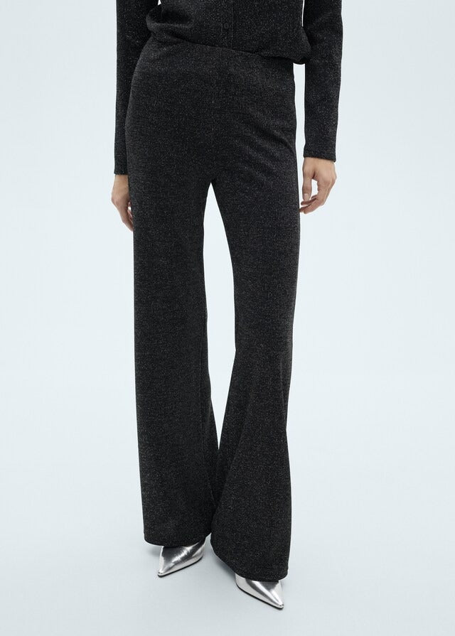 Mango Lurex-knit flared trousers - Gray 2 Shaws Department Stores