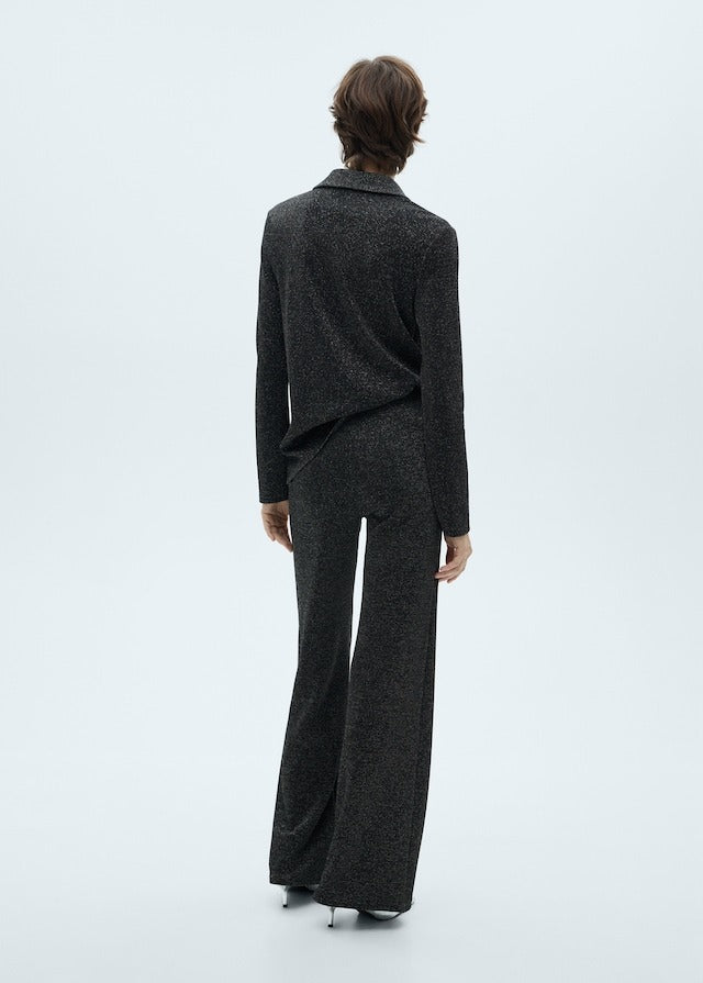 Mango Lurex-knit flared trousers - Gray 3 Shaws Department Stores