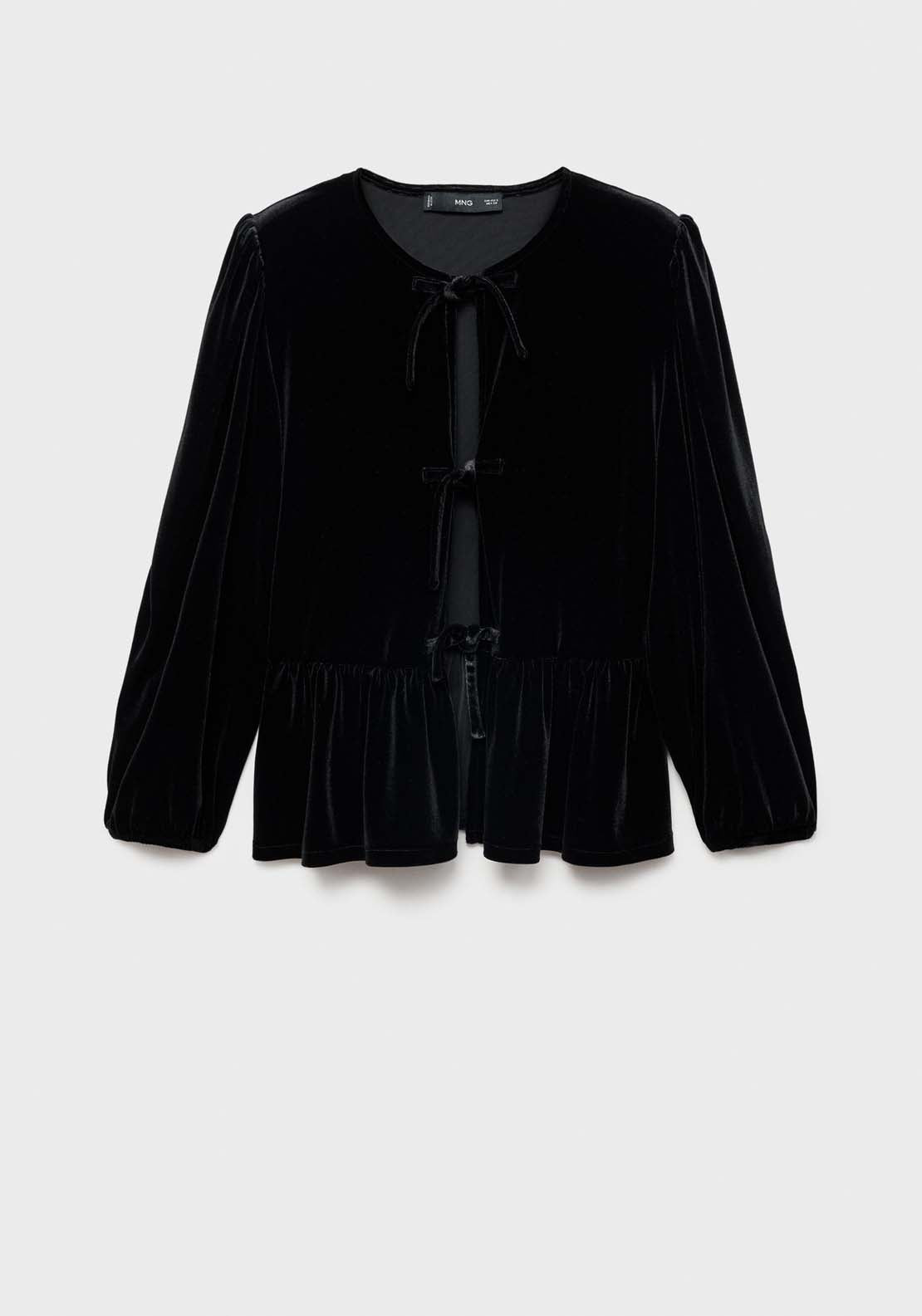 Mango Velvet blouse with bows - Black 8 Shaws Department Stores