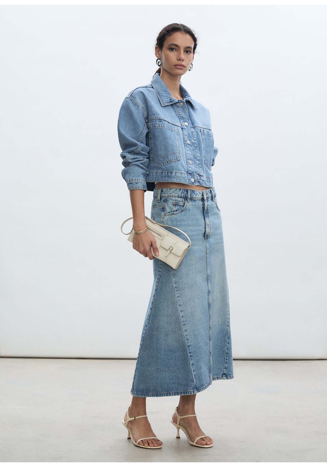Mango Pocketed denim jacket - Open Blue 3 Shaws Department Stores