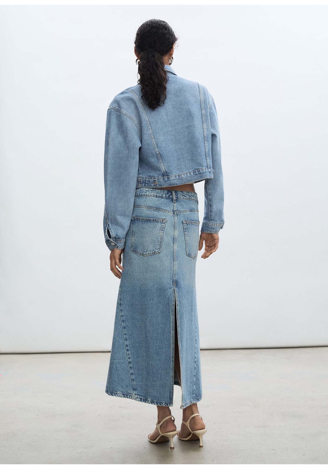 Mango Pocketed denim jacket - Open Blue 4 Shaws Department Stores