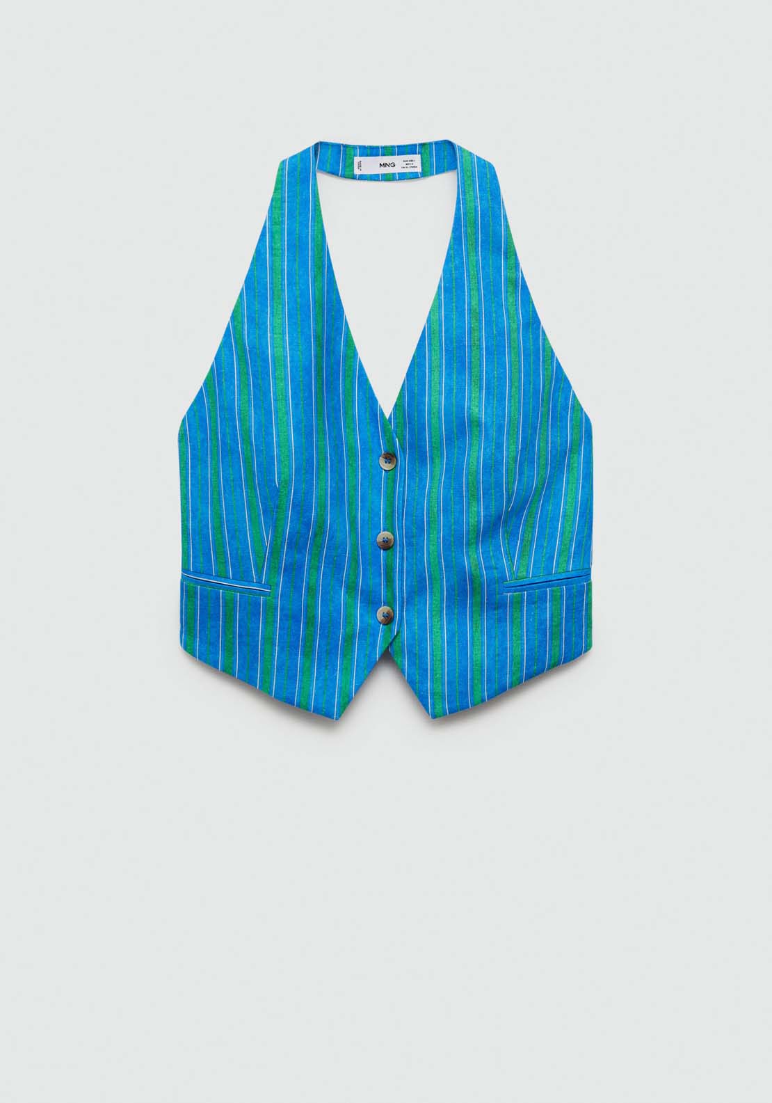 Mango Striped linen printed waistcoat 8 Shaws Department Stores