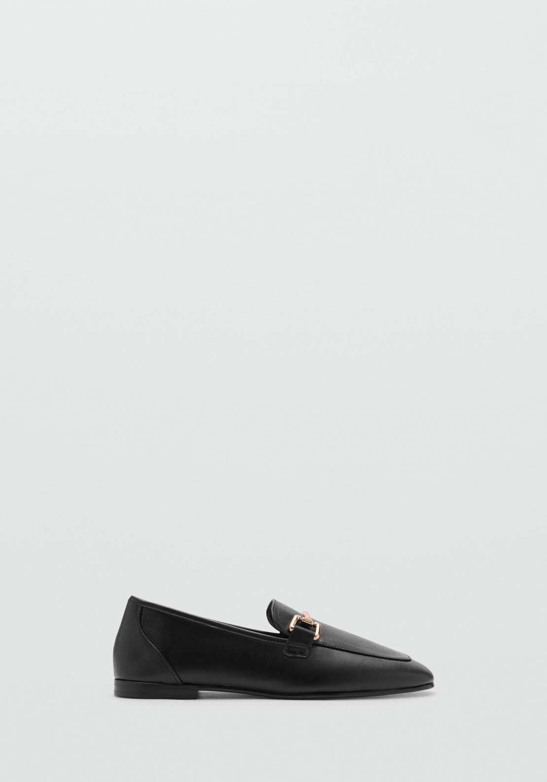 Mango Leather moccasins with metallic detail - Black 5 Shaws Department Stores