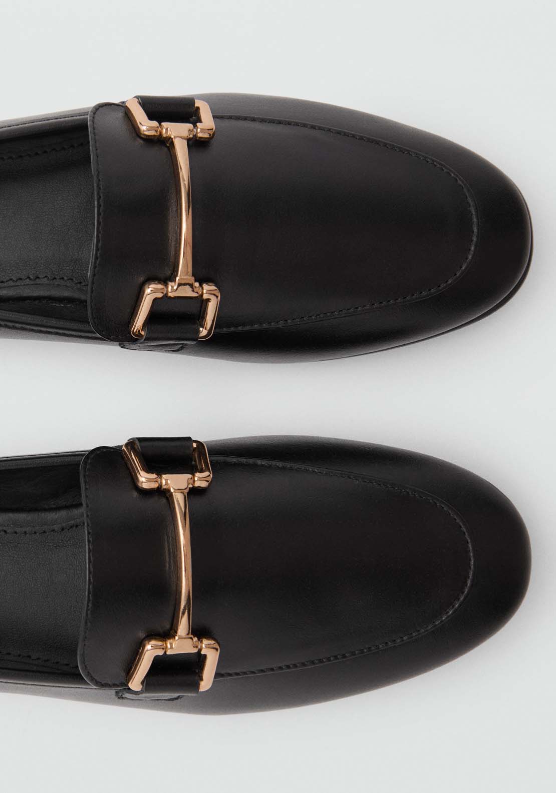 Mango Leather moccasins with metallic detail - Black 2 Shaws Department Stores