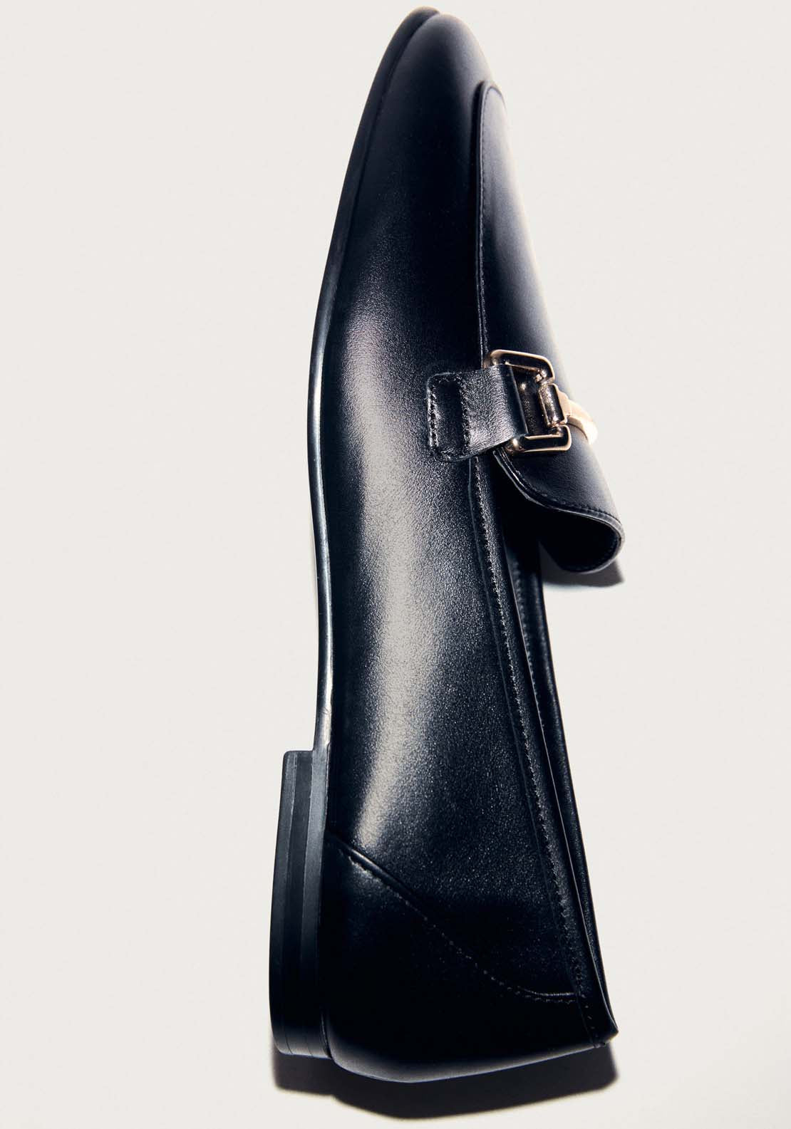 Mango Leather moccasins with metallic detail - Black 3 Shaws Department Stores