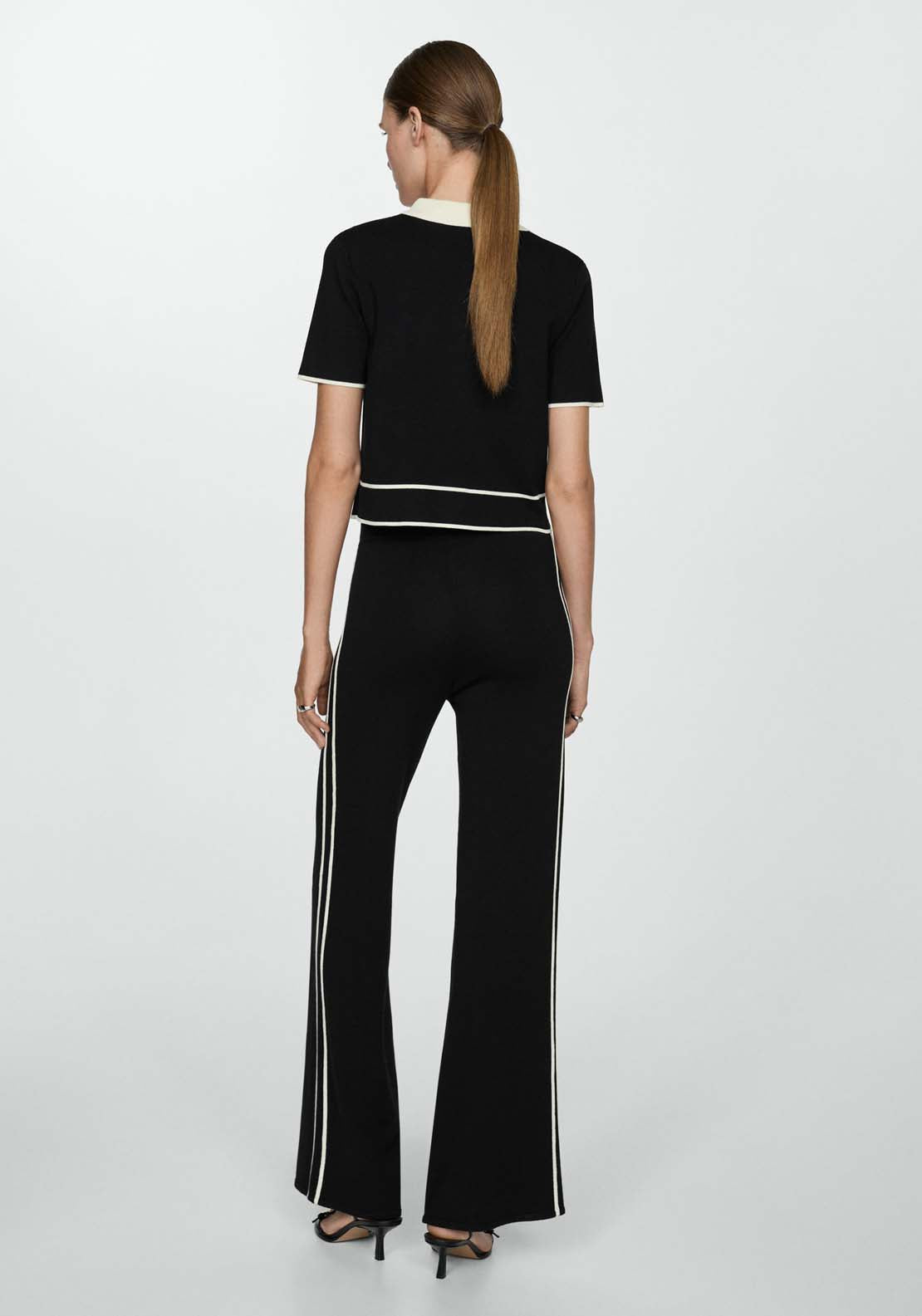 Mango Knitted trousers with contrasting stripes - Black 4 Shaws Department Stores