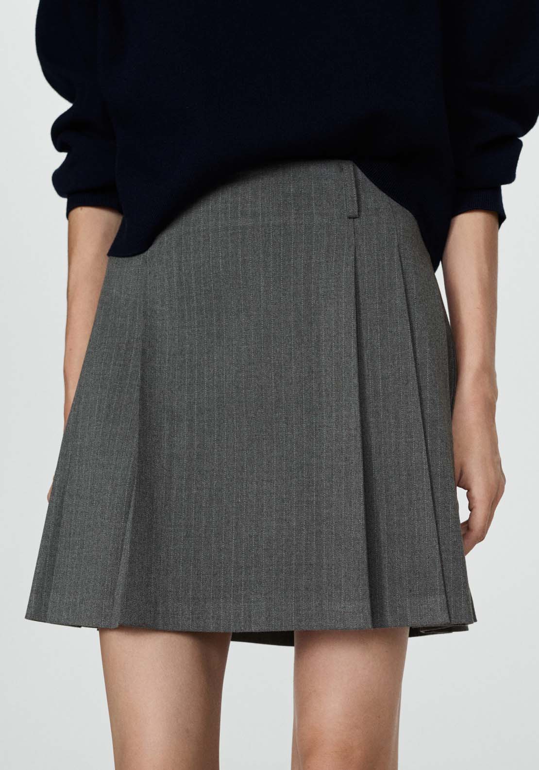Mango Pinstriped pleated skirt - Gray 2 Shaws Department Stores