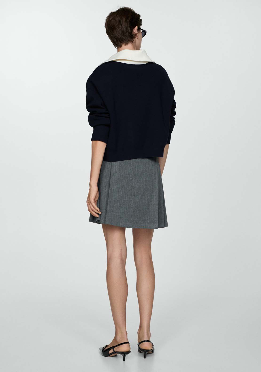 Mango Pinstriped pleated skirt - Gray 4 Shaws Department Stores