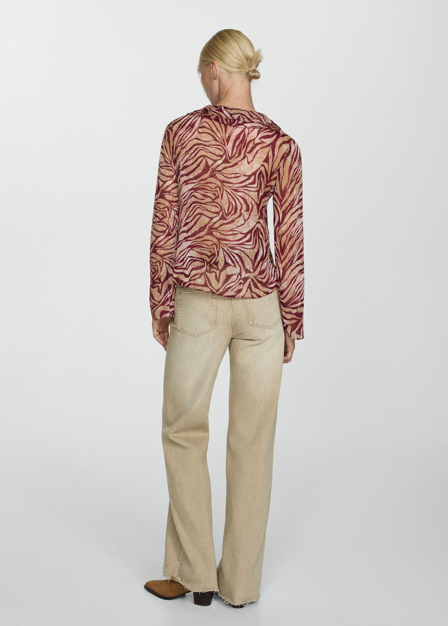 Mango Ruffles printed blouse - Dark Red 3 Shaws Department Stores