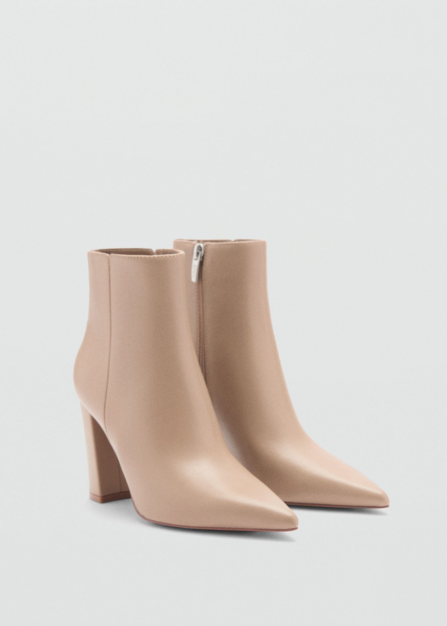 Mango Pointed heel ankle boot - Light Beige 1 Shaws Department Stores