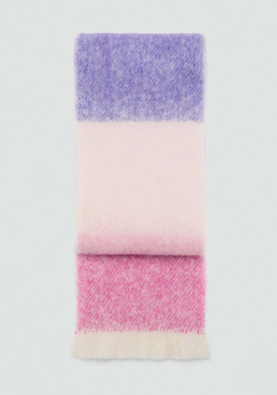 Mango Multi-coloured fringed scarf - Light/pastel Purple 1 Shaws Department Stores